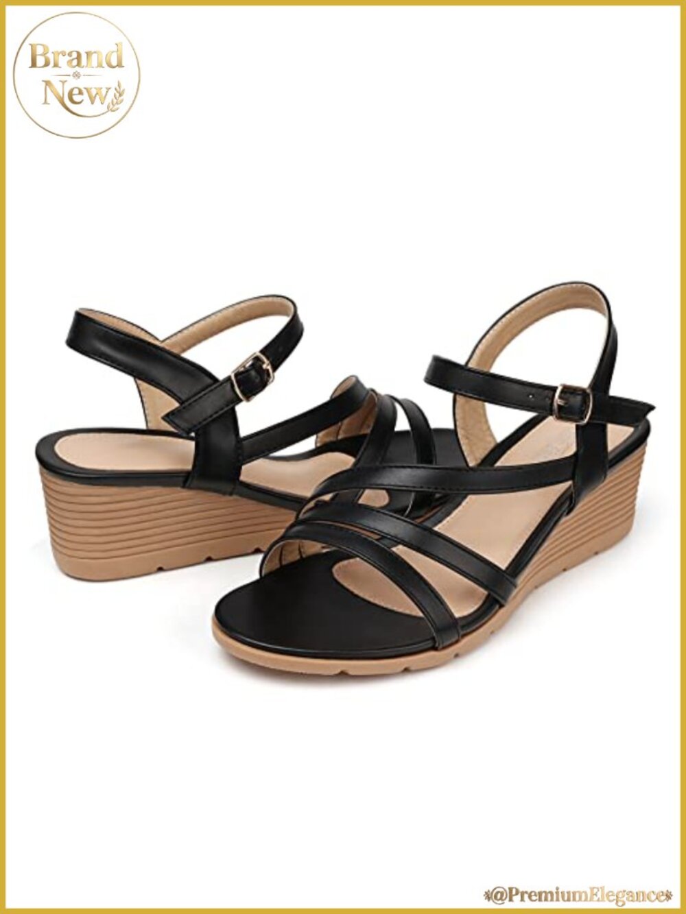 Wedge Sandals for Women Dressy Comfortable Low Heel Adjustable Ankle Strap